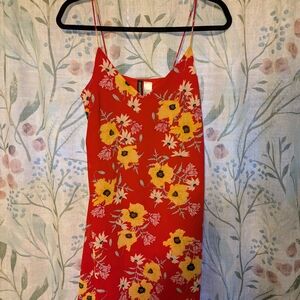 H&M Red Floral Mini Dress